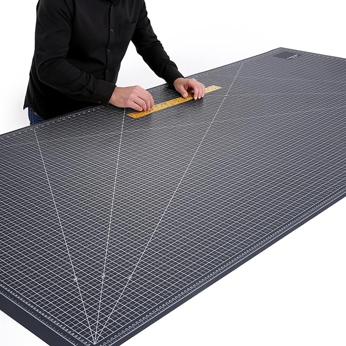 Extra Large 47'x94' Self Healing Cutting Mat，Non-Slip Worktable Mat，Black and White Side printed with precise grid lines