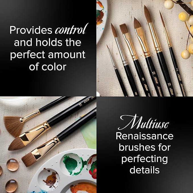 Silver Brush Limited 7100S Renaissance Round Brush for Watercolor and Oil, Size 2, Short Handle