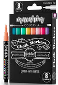 Loddie Doddie Liquid Chalk Markers Fine Tip - 8-Pack, 1mm Tip, Macaron Pastel - High-Precision Detailing & Chalk Pen - Erasable Low-Odor Ink for Blackboard - Versatile Glass & Window Markers