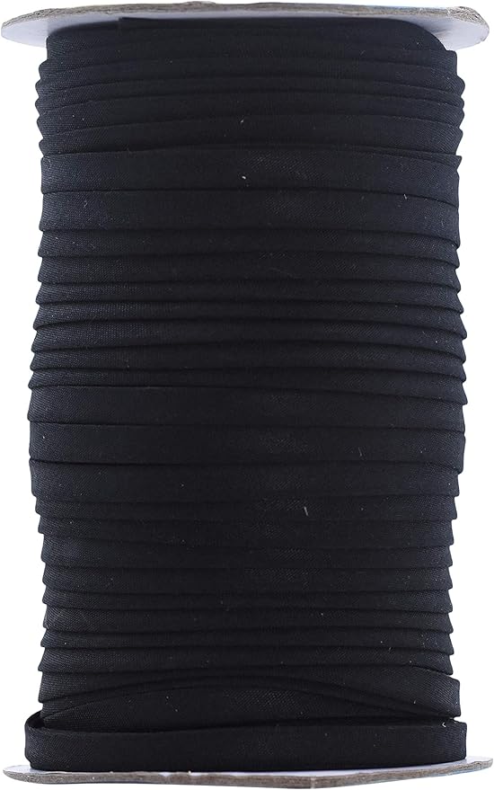 Mandala Crafts 55 Yards 1/4 Inch Black Double Fold Bias Tape for Sewing - Bias Binding Tape for Quilting Binding, Hemming, Seam, and Fabric Piping