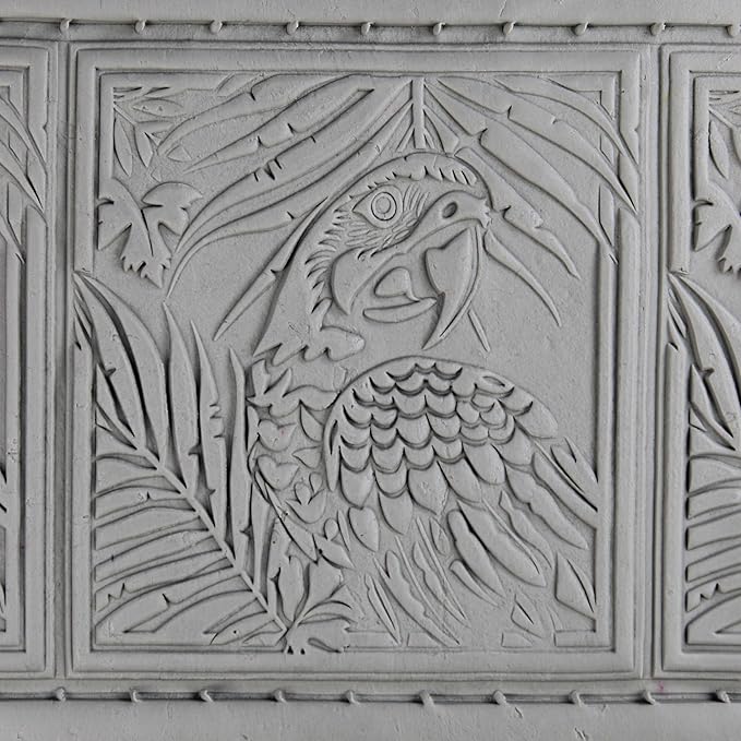 Macaw Clay Texture Roller (4") - Bird Set #01 - Embossing Pattern Roller for Polymer & Ceramic Clay, Pottery & Crafts