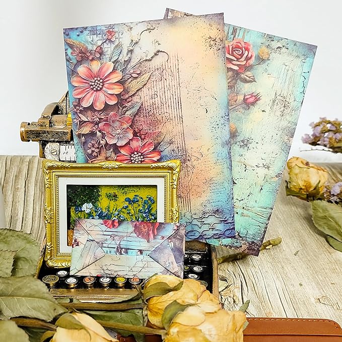 Scrapbook Paper,24 Sheets 6x4.3 Inch Floral scrapbook supplies,Single-Sided Vivid Origami Decoupage Paper for Diy Crafts, Card Making, Art Journaling