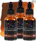 Liquid Watercolor Paint 30 ml Bottle - 3 Pack, Burnt Sienna - Vibrant Dye-Based Liquid Watercolor w/Glass Pipette, Fast-Drying, Fine Art Paint for Calligraphy, Airbrushing & Traditional Art