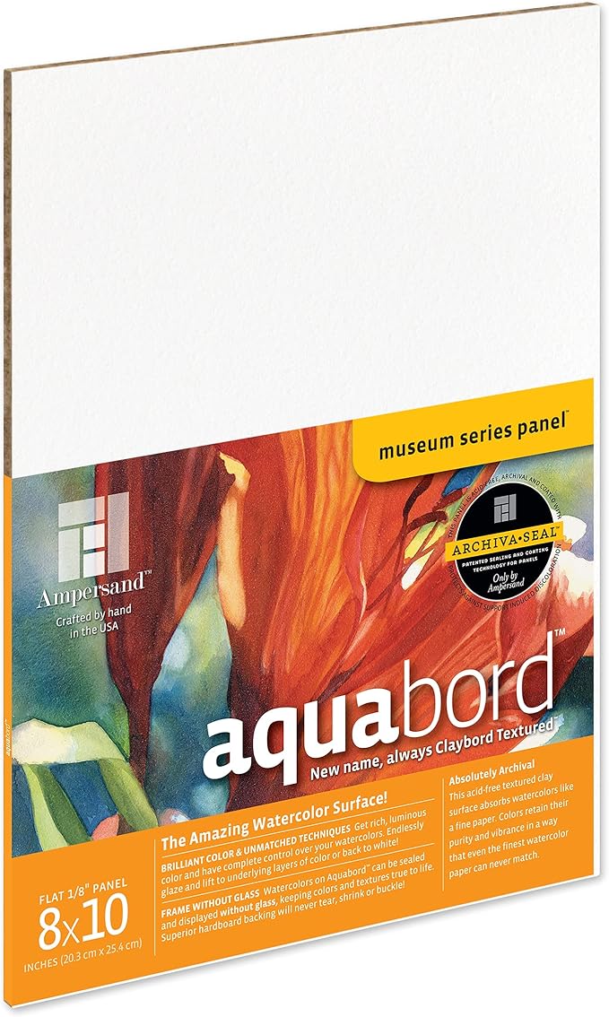 Ampersand Art Supply Watercolor Painting Panel: Museum Series Aquabord, 1/8 Inch Flat Profile, 8" x 10"