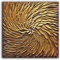 Abstract Art Oil Paintings on Canvas metal golden Gradient color Abstract Artwork Modern Home Decor Canvas Wall Art Ready to Hang for Living Room Bedroom 24x24inch