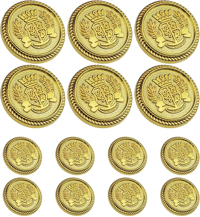14PCS Gold Blazer Buttons for Men Replacement Buttons Suits Antique Gold Buttons for Blazer 20mm and 15mm Gold Button for Sport Coat, Uniform, Jackets Vintage Blazer Buttons Men