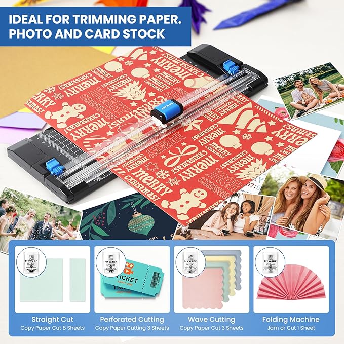 Paper Cutter Personal Rotary Trimmer Paper Trimmer Paper Cutter for cardstock withAutomatic Security Safeguard and Side Ruler for Craft Paper, Coupon, Label and Cardstock,12 inch Black Paper Cutters