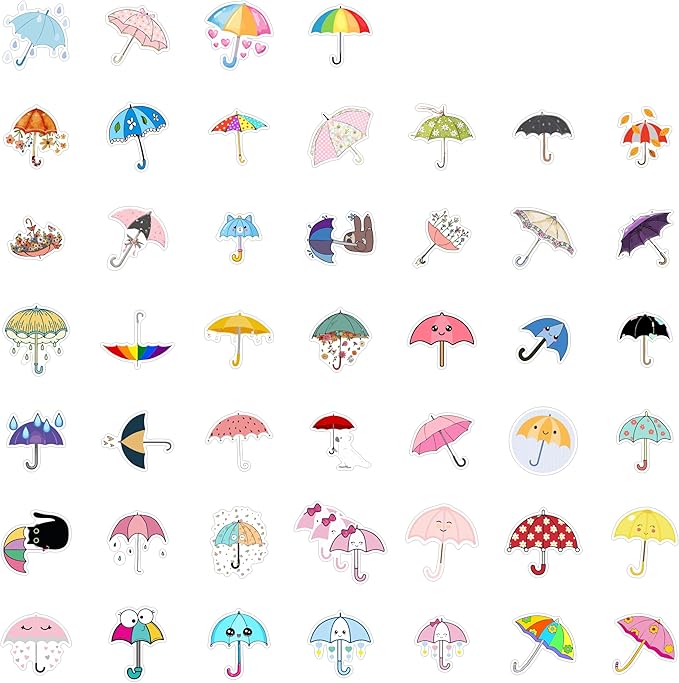 BulbaCraft Umbrella Stickers for Water Bottle and Laptop - Umbrella Party Supplies & Decorations, Waterproof Vinyl Decals, Weather and Fun Stickers, Gifts for Women & Men