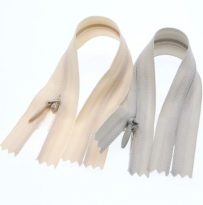 Leekayer 9 Inch Invisible Zipper for Sewing Craft Dress Bag 3# Beige Grey 22.86 cm Closed End Nylon Hidden Zipper for Pillow Cushion Mattress Dog's Bed DIY 10 PCS/Pack Bulk