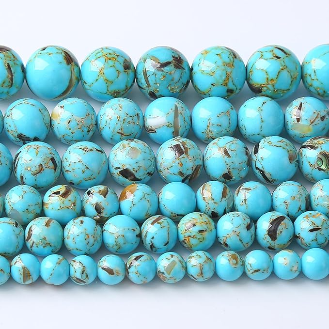 10MM 38PCS Blue Shell Turquoise Spacer Loose Beads for Jewelry Making DIY Bracelet Necklace