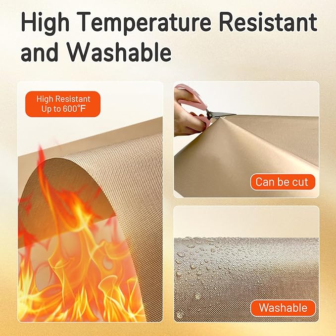 TransOurDream 5 Pack PTFE Teflon Sheets M Size 16 x 12" Ironing Protecter and Sublimation Paper Heat Transfer Paper Reusable Heat Resistant Craft Mat
