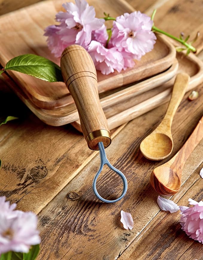 Wood Carving Scorp Knife. Round Carving Tool for Spoons, Bowls and Cups. Wood Carvers Rounded Hook Knife Spoon carving knife. (ANGLED)