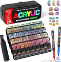 240 Colors Acrylic Paint Markers with Carrying Bag and Shoulder Strap, Soft Brush Tip Paint Pens, Acrylic Pens for Wood, Canvas, Glass, Fabric, Egg, Rock Painting and DIY Crafts Art Supplies (240)