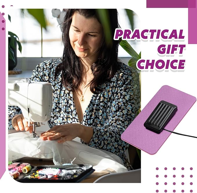 2 Pcs Sewing Machine Foot Pedal Non Slip Pad Sewing Machine Muffling Mat Reduce Vibrations Noise No Slip Pedal Accessories for Quilting (Purple)