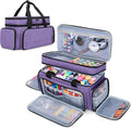 LUXJA Large 2 Layers Sewing Organizer Bag with 5 Detachable Dividers, Sewing Storage Bag for Sewing Supplies, Purple