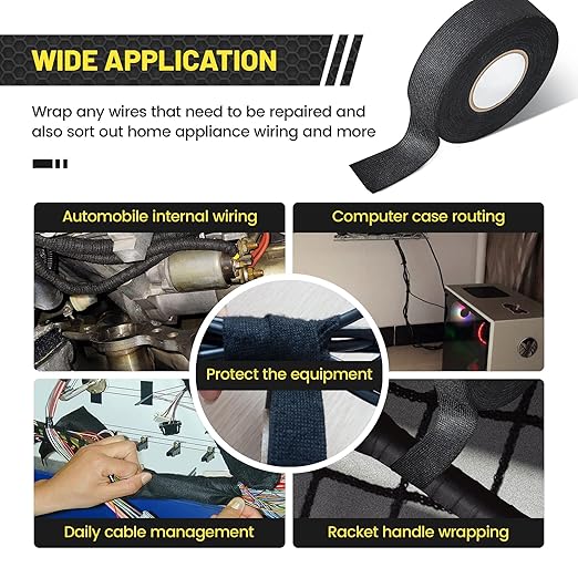 Oyviny Electrical Wire Harness Cloth Tape - 1 Inch x 50 Feet, Self-Adhesive, Noise Dampening, For Automobile, Engine & Audio Wiring