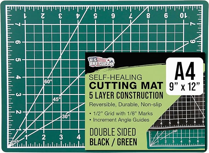 U.S. Art Supply 9" x 12" Self-Healing Cutting Mat 5-Ply - Double-Sided Green/Black Craft Mat, Non-Slip Cutting Mats for Crafts, Sewing, Quilting, Scrapbooking