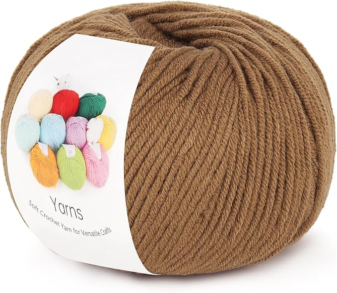 Katech Cotton Yarn for Crocheting-55% Cotton 45% Acrylic-4 Medium (Worsted)-Super Soft Milk Cotton Yarn-Great Crochet and Knitting Starter Kit for Colorful Craft（Brown）