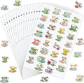 Humyoun 300 Pcs Tea Cup Stickers Rustic Mini Teacup Stickers Tea Time Party Favors Aesthetic Waterproof Vinyl Decals Pack for Water Bottles Scrapbooking Laptop Luggage Phone Skateboard