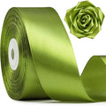 1-1/2 Inch Wide Olive Green Satin Ribbon, 50 Yards Solid Polyester Fabric Ribbon for Roses Making, Gift Wrapping, Wedding Decorations, Crafts, Bows, Flower Bouquets