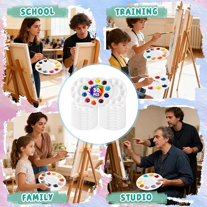 30PCS Paint Tray Palettes, Plastic Paint Pallets for Kids, Watercolor Palette Painting Tray for Art Painting