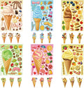 24 Sheets Ice Cream Stickers, Make-a-face Stickers for Kids Toddlers, Make Your Own Mix and Match Stickers, DIY Summer Ice Cream Stickers for Birthday Party Games Teacher Reaward