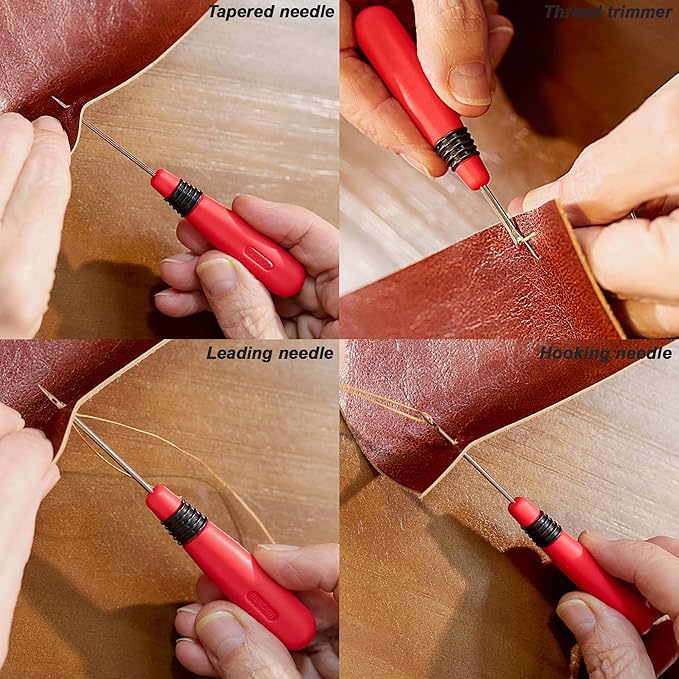 Fabric Scissors Tailor Sewing Shears Threading Needle Tools Kit 10 Inch Heady Duty Scissors Set for Fabric Cutting Professional Extremely Sharp Cloth Scissor Multipurpose Dressmaker (Red)