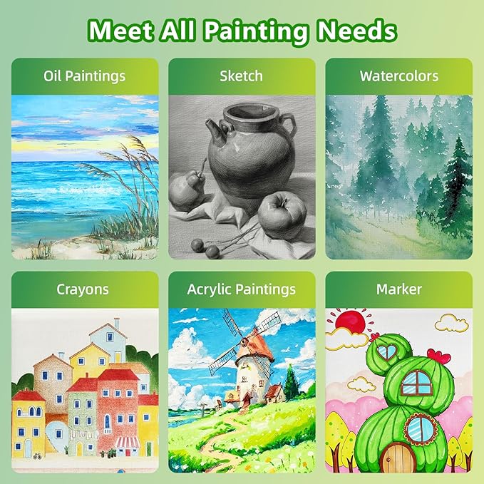 24PK Canvas Boards for Painting –4 Sizes (5x7'' 8x10'' 9x12'' 11x14'') –100% Cotton Gesso Pre-Primed Canvas for Acrylic, Oil, Watercolor, Gouache | Art Supplies for Beginner & Artists & Student