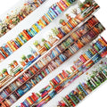 Book-Themed PET Tape Set, 6 Rolls of Library and Nature-Inspired Stickers for Scrapbooking, Journaling, DIY Crafts, and Gift Wrapping