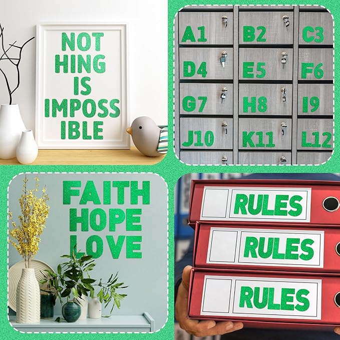 Harloon 232 Pcs 24 Sheets Large Glitter Letter Stickers Big Font Alphabet Letter Self Adhesive Letters Kit Mailbox Stickers for Mailbox Bulletin Boards Classroom Home(Green,2.5 Inch)