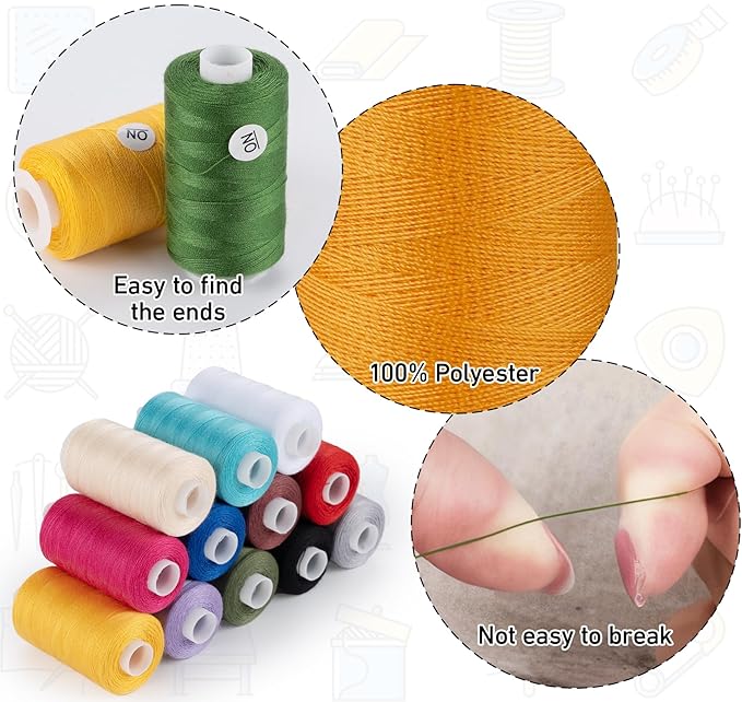 ilauke Sewing Thread, 36 Color 300 Yards per Spools Polyester Thread for Sewing, All Purpose Sewing Threads for DIY/Embroidery/Hand Stitching/Quilting and Sewing Machine