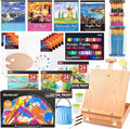Shuttle Art 168 Pcs Artist Painting Kit, Deluxe Art Kit with Paint, Wooden Easel, Canvases, Paper Pads, Brushes and Other Art Supplies for Adults, Kids and Artists