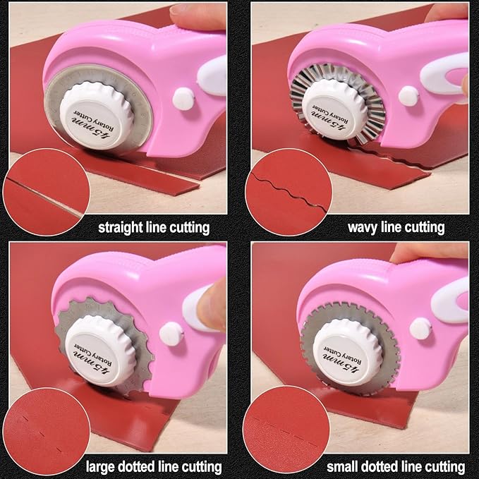 SPEEDWOX 45mm Rotary Cutter with 8 Extra Blades Handle Rolling Cutter with Safety Lock with Safety Lock for Fabric, Leather, Crafting, Sewing, Quilting - Ambidextrous Design for Left & Right Hand