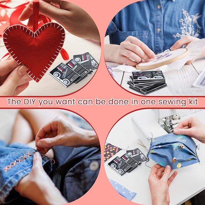 Knitgrip 72 Boxes Mini Travel Sewing Kit Bulk Small Sewing Kit Pre Threaded Needle Portable Scissors Needles Threads Pin Buttons Portable Box Tools for Beginner DIY Home Travel, Assorted Colors