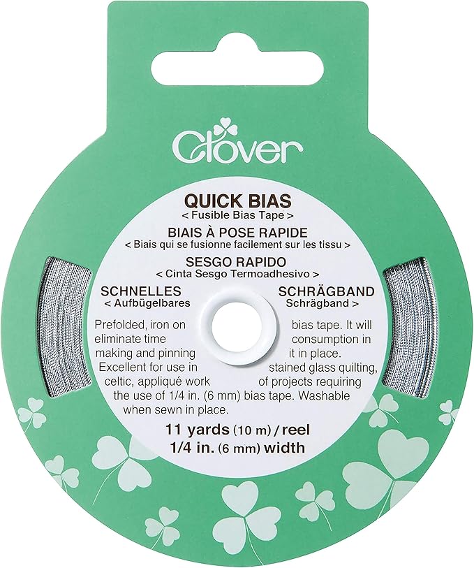 Clover Quick Bias Fusible Bias Tape .25" X11yd - Silver