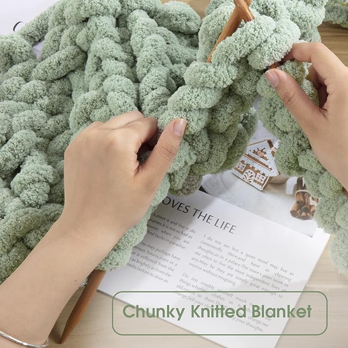 HOMBYS 8 Pack Assorted Chunky Yarn for Crocheting,Super Bulky Large Soft Fluffy Yarn,Plush Fuzzy Yarn,Thick Chenille Yarn for Hand Knitting/Arm Knitting,4 Green & 4 Dark Green(27yds,8 oz Each Skein)