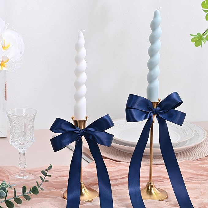 Navy Blue Satin Ribbon 1 inch X 50 Yards Polyester Ribbon for Gift Wrapping Very Suitable for Weddings Party Hair Bow Invitation Decorations and More