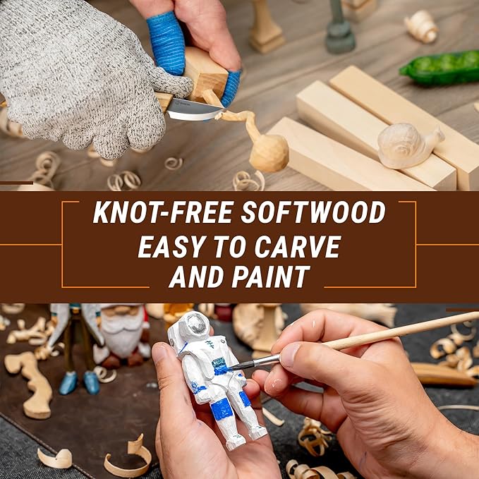 BeaverCraft Basswood Carving Blocks BW16 pcs - Soft Whittling Wood Carving Kit for Beginners - Unfinished Wooden Block Set - Basswood for Crafts
