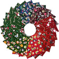 48Pcs 5x5 Inch Christmas Fabric Squares,100% Cotton Pre-Cut Quilt Clearance Charm Packs,8 Holiday Patterns for Quilting, Sewing DIY Crafts