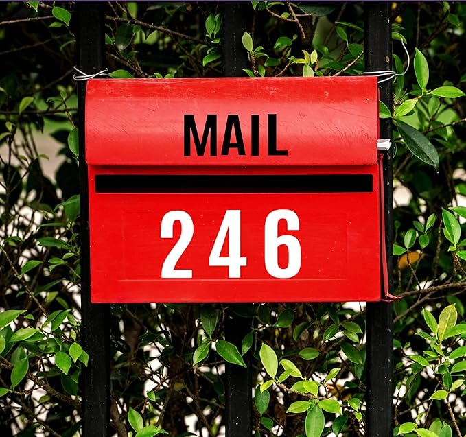 10 Sheets Vinyl Mailbox Number Stickers - Self-Adhesive Address Labels for Cars, House Doors, Windows & Metal Mailboxes (White, 2 inch)