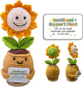 TUHNG & HYOO Emotional Support Crochet Positive Sunflower Plant Appreciation Messages Gifts, Positive Emotional Handmade Crochet Plant Decor Stuff Gifts for Women Men Friends