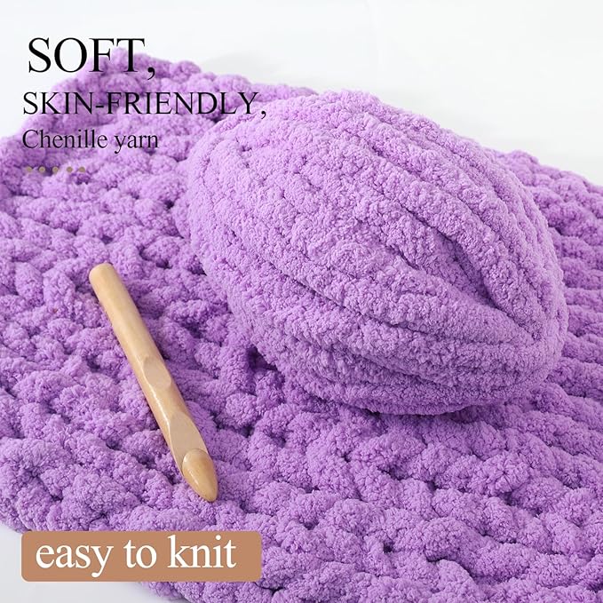 Chunky Yarn for Hand Knitting, No7 Thick Yarn, 250Grams 32Yards, Pack of 4, Perfect for Knitters and Crafters (Deep Taro Purple)