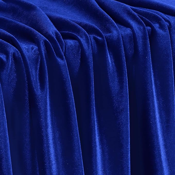 KKJIAF Royal Blue Stretch Velvet Fabric 60 Inch Wide, 2 Yard Soft Stretchy Fabric for Sewing Clothes, Apparel, Costume, Crafts - 90% Polyester 10% Spandex