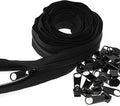 Leekayer #3 Black Nylon Coil Zippers by The Yards Bulk 10 Yards with 25pcs Sliders for DIY Tailor Sewing Craft,Bag,Luggage,Dress,Sofa Cushion,Pillow(Black)