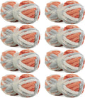 Hombys 8 Pack Giant Chunky Yarn for Crocheting & Knitting - Super Bulky Large Soft Fluffy Tie Dye Plush Fuzzy Mixed Color Thick Chenille Yarn (Orange, Light Grey, White)