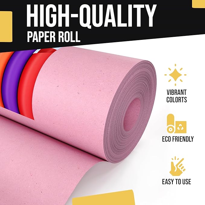 Crown Display Hot Pink Kraft Paper Roll - 36" X 1320" (110' Ft) - Perfect for Shipping & Packing - Craft Paper