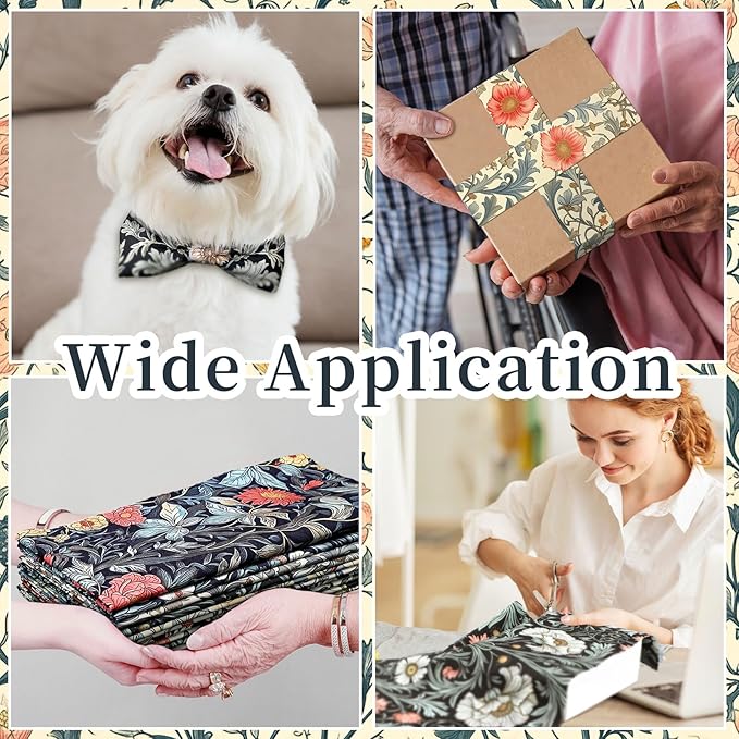 Hahafelt 10 Pcs 20''x20'' William Morris Flowers Quilting Fabric Bundles Vintage Floral Fat Quarters by The Yard Flower Fabrics Precut Quilted Patchwork for Spring Sewing DIY Craft Decor