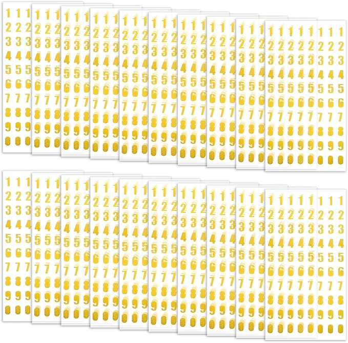 20 Sheets Gold Number Stickers 0-9, Mini Numbers Sticker Small Self-Adhesive Glitter Number Stickers for Phone Plate on Car Scrapbooking DIY Crafts Classroom Decor