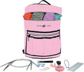 Designer Stitch Happy Knitting Starter Kit: 20 Piece Knitting Kit for Beginners & 7 Pocket Yarn Bag, Signature Yarn Storage - Pink