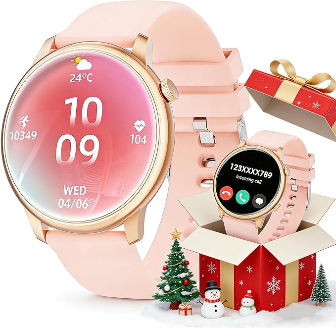 Hwagol Smart Watches for Women Android Phones iPhone Compatible(Bluetooth Call),1.39'' Round Fitness Tracker Heart Rate/SpO2/Sleep Monitor,100+Sport Modes Pedometer